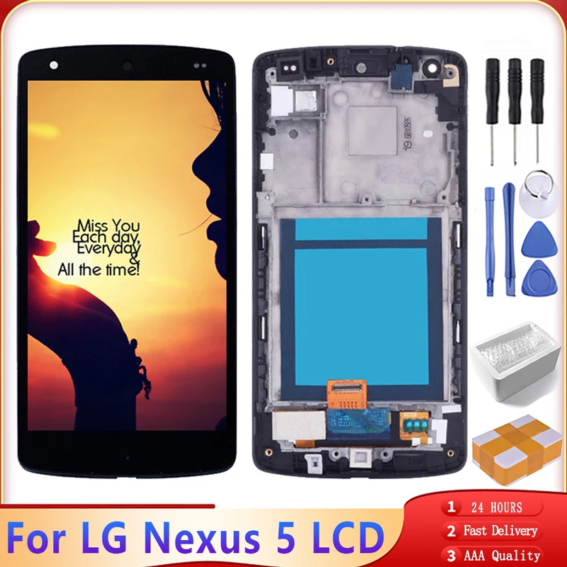 Оригинальный ЖК дисплей для LG Google Nexus 5 D820 D821 сенсорный экран с рамкой дигитайзер в