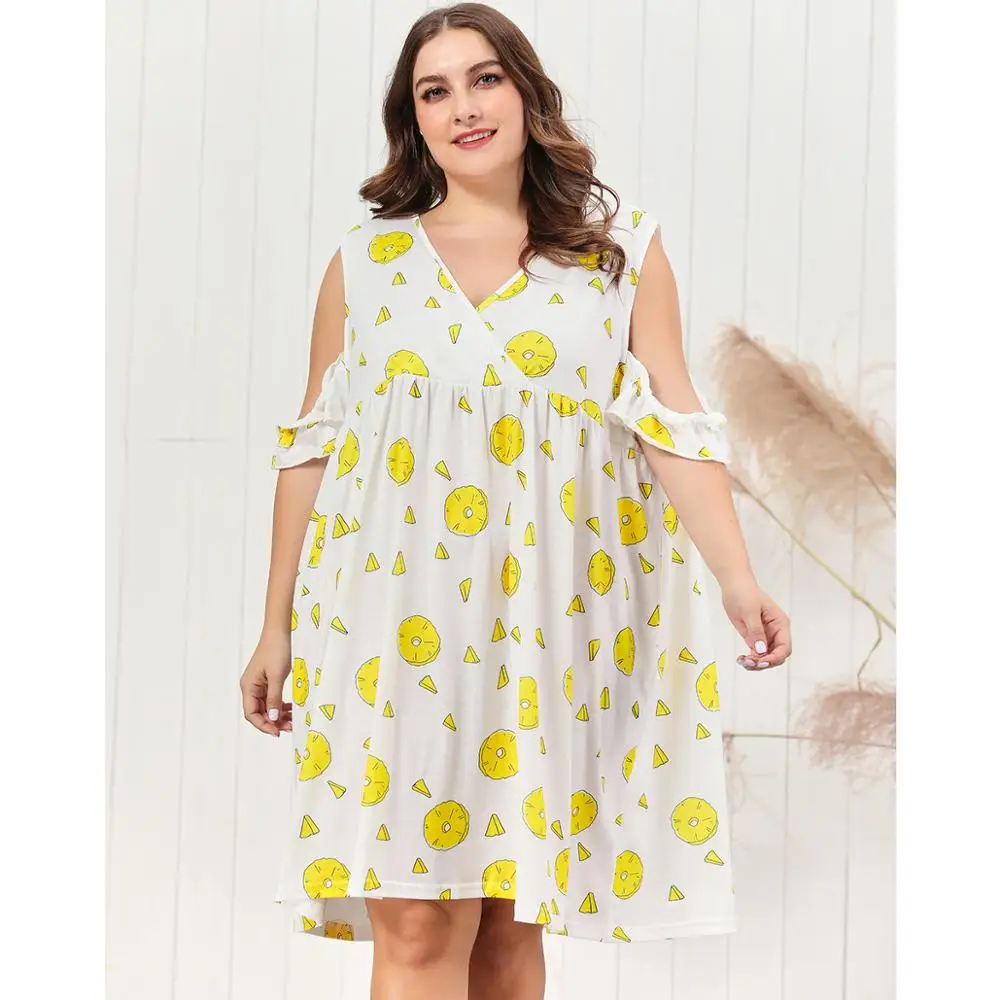 Ночное платье размера плюс с открытыми плечами для женщин ночное белье весна