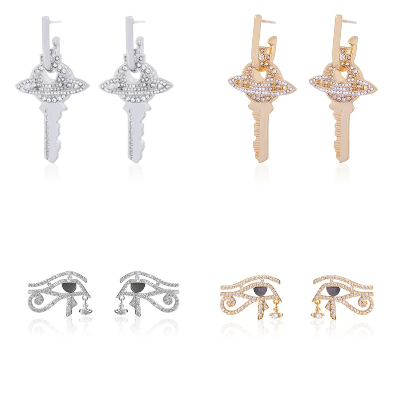 

2021 Fashionable Little Saturn Key Earrings, Charming Eyes Earrings, Luxury Ladies Accessories, Ladies Banquet Anniversary Gifts