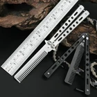 Складная расческа из нержавеющей стали для тренировок искусственная борода усы инструмент для укладки волос нож-бабочка для начинающих нож бабочка парикмахерские товары гребень для волос нож бабочка тренирочный нож баб