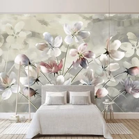 custom any size 3d mural hand painted watercolor floral flowers modern bedroom living room sofa wall decoration photo wallpaper