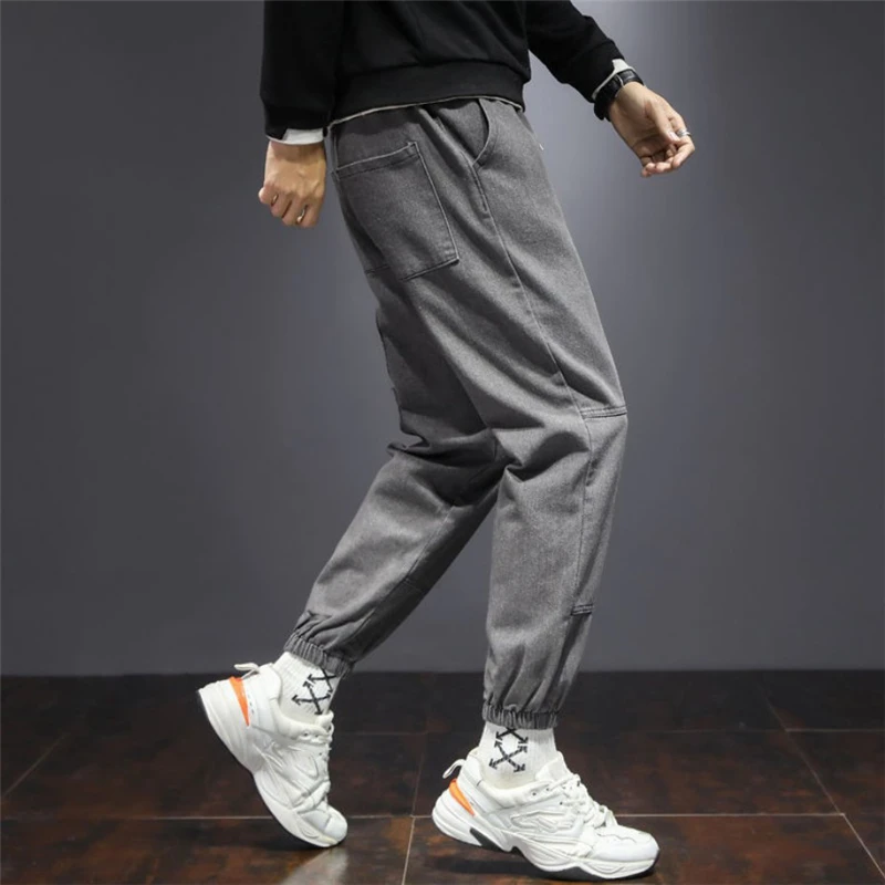 Джинсы шаровары мужские свободного покроя модные брюки из денима с карманами