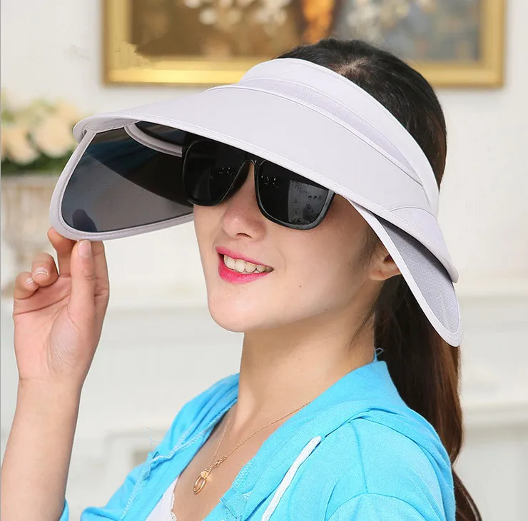 

New Retractable Visor Female Summer Sun Empty Top Hat Riding Outdoor Sports Cap UV Sun Hat Woman Beach Hat Fishing Cap