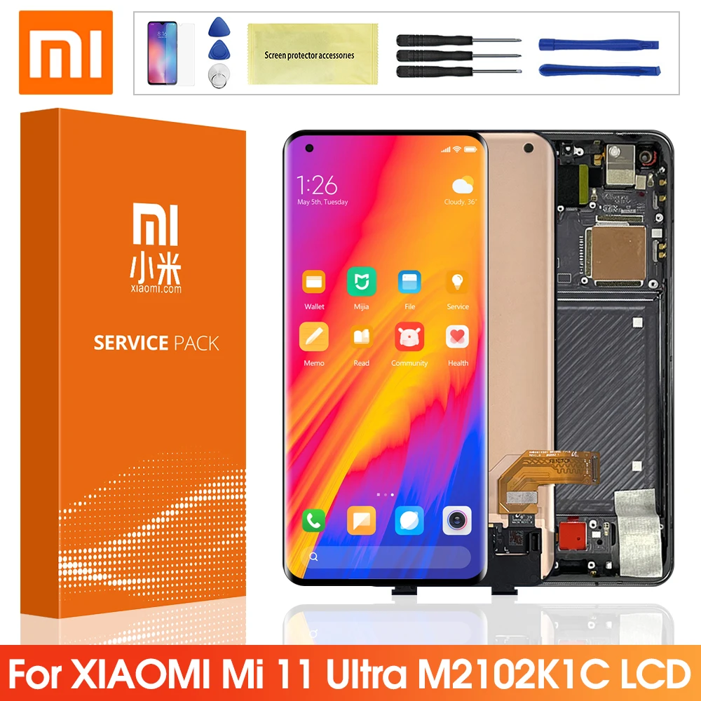 

6.81'' OriginaL Screen For Xiaomi Mi 11 Ultra LCD Display Touch Screen Digitizer Panel For Xiaomi 11 Ultra M2102K1G LCD