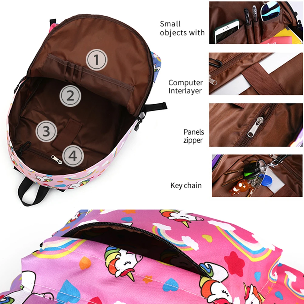 Women School Backpack Cartoon Rainbow Unicorn School Bags for Teenager Girls 2020 Female Travel Laptop Bagpack Mochila Feminina