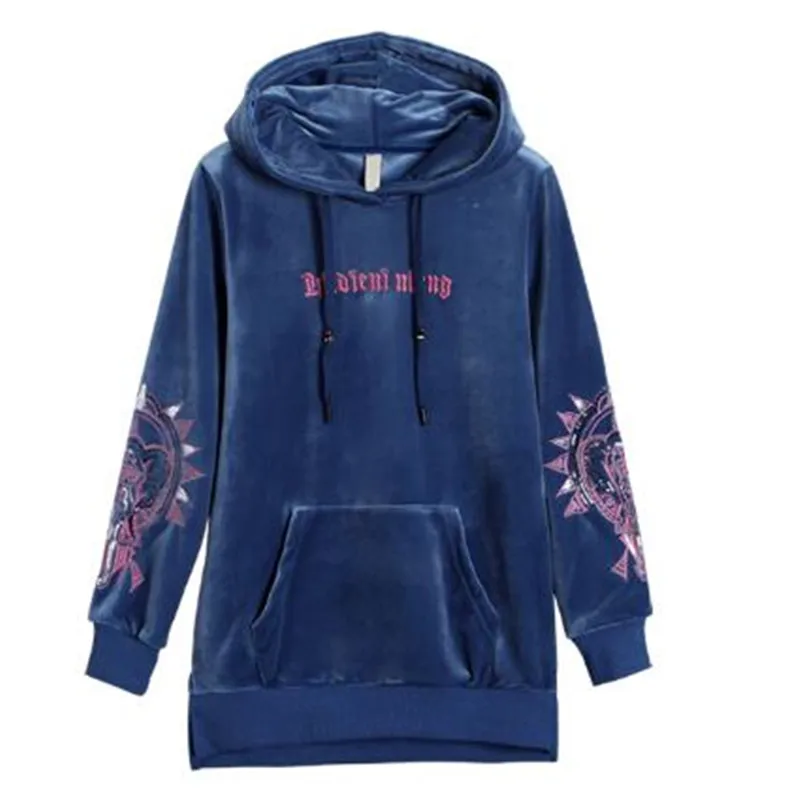 

Warm and velvet thick coat Women's double-sided fleece sweater casual Women's mid-length embroidered top