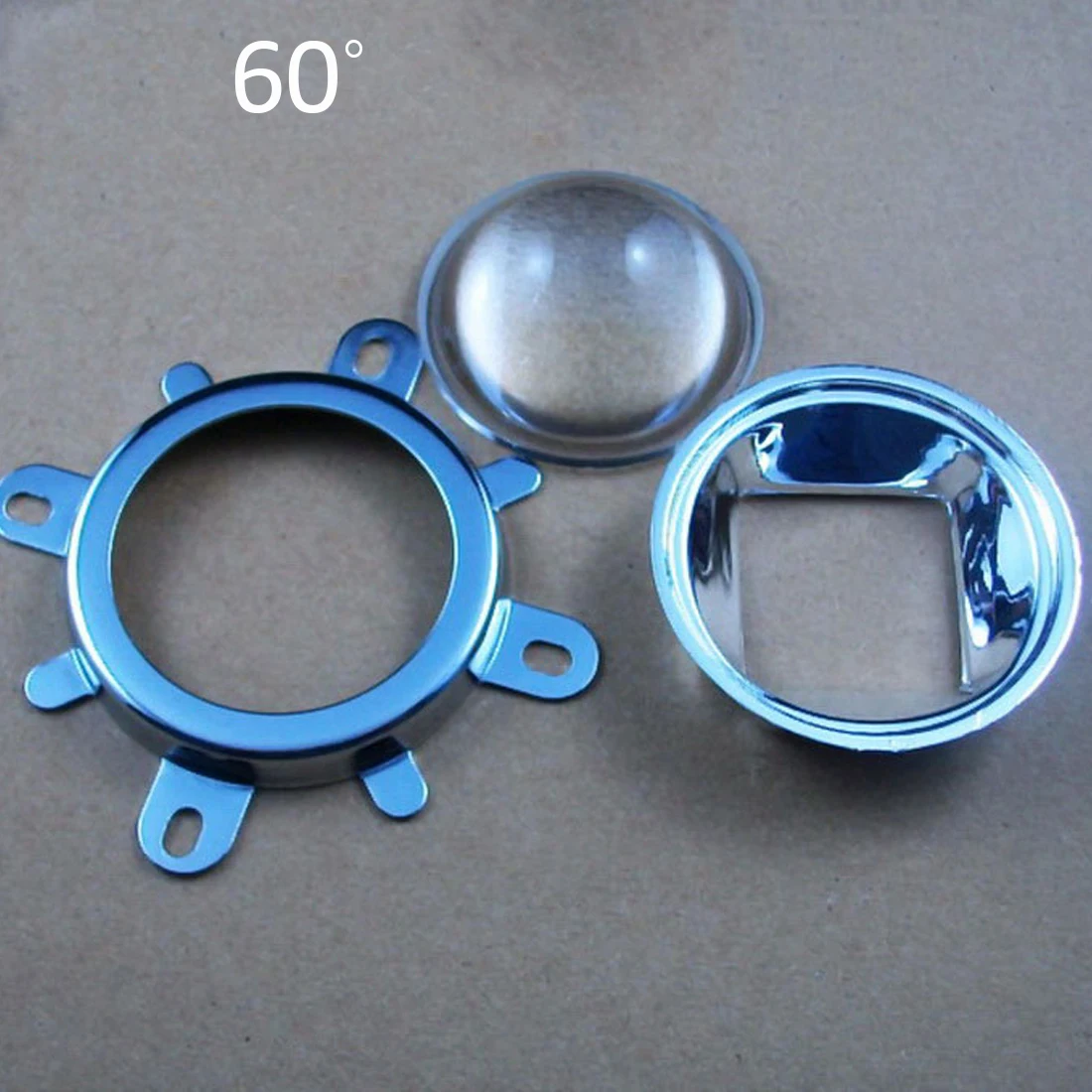 

Glass Lens Set Optical Glass LED Lens 60/120° 50mm Reflector Collimator+Fixed Bracket for 20/30/50/100W COB High Power Chip 3pcs