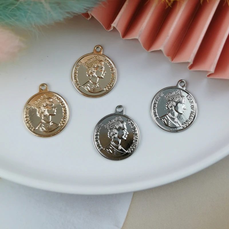 10 шт. подвеска в виде монеты золотистого/серебристого цвета | Украшения и