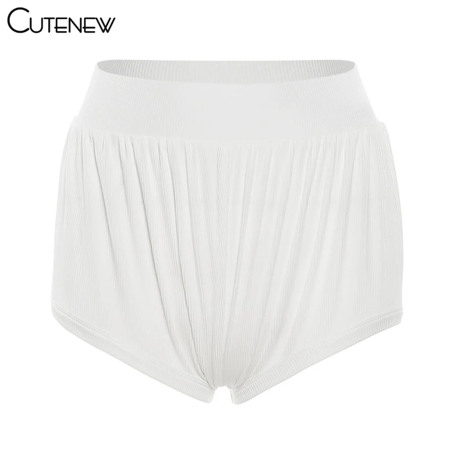 

Cutenew Summer Solid Color Elastic Band Skinny Super Shorts For Women Clothing 2021 New Sexy Slim Lady Shorts Party Clubwear Hot