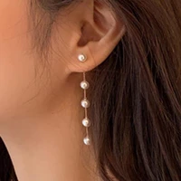 1 pair ladies earrings attractive faux pearl earrings charming long dangle earrings for daily life earrings