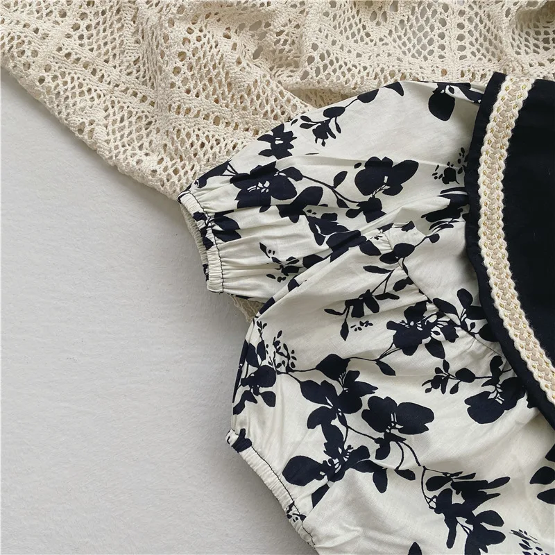 Newborn Cotton Bodysuit Infant Linen Overalls Jumpsuit Toddler Girl Clothes 2021 Korean Long Sleeve Baby Floral Romper Outfits