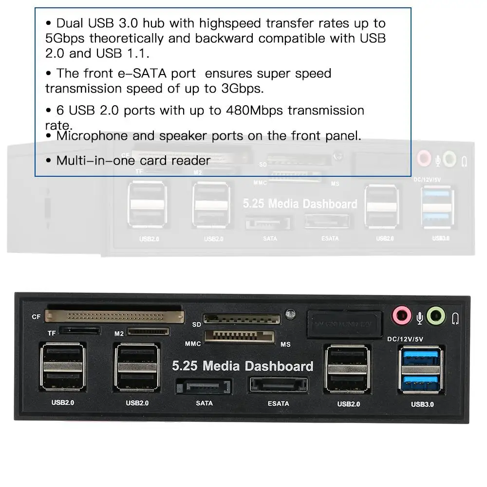 USB 3 0 концентратор многофункциональный eSATA SATA порт внутренний кард ридер ПК медиа