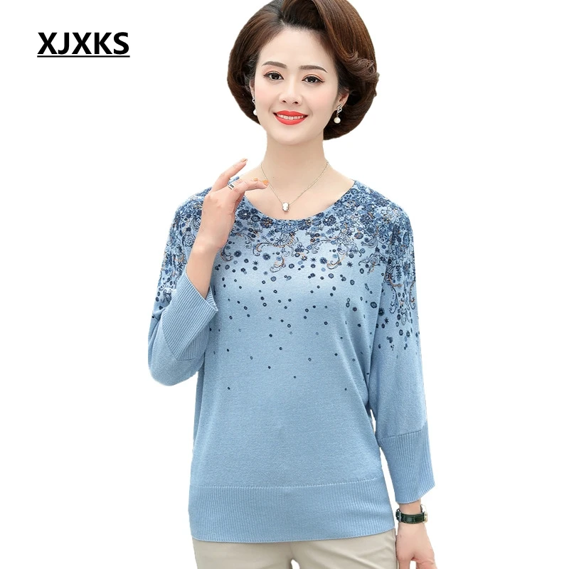 Женский трикотажный свитер XJXKS винтажный Повседневный пуловер с рукавом летучая