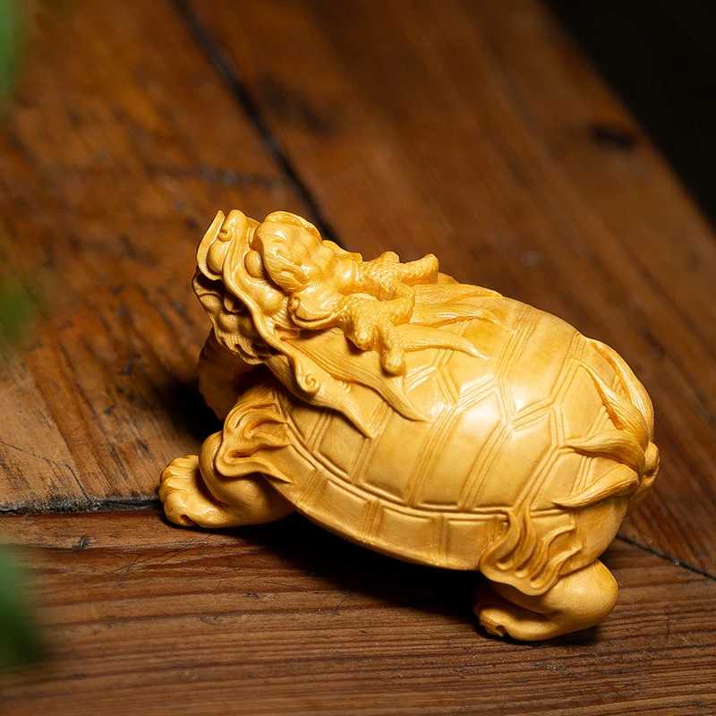 8 см счастливый Дракон черепаха маленькие фигурки дракон деревянная статуя