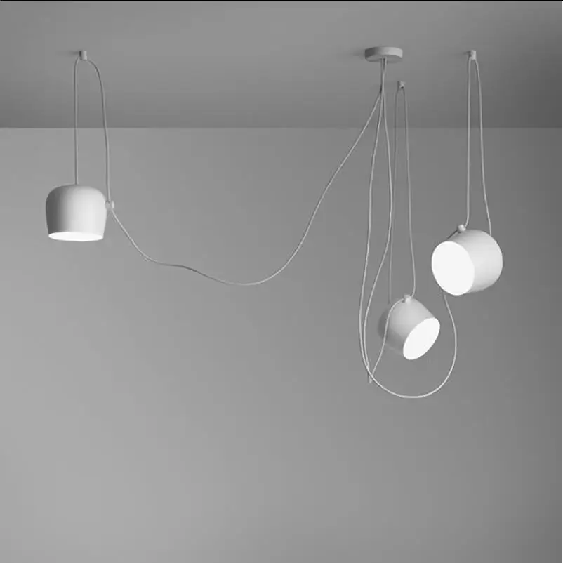 

Black/white Drum Lamp with Acrylic Cover Diffuser Adjustable Cable Cord AIM Pendant Light Fixture LED Bulbs Black White Modern