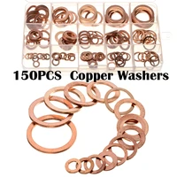 150pcs m6 m22 copper washer assorted solid copper gasket washers sealing ring set with box for hardware accessories
