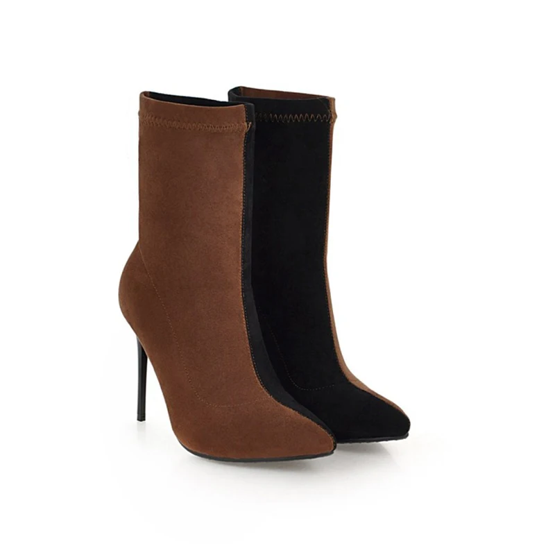 

Aimaylen New Pointed Toe Stiletto High Heels Mixed Colors Ankle Boots for Women Elatic Boots Women Shoes
