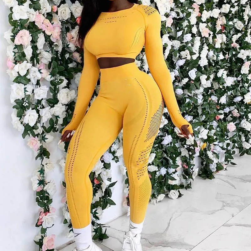 Женские спортивные костюмы комплект для йоги одежда бега фитнеса тренажерного