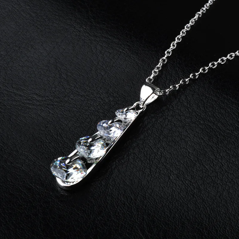 

Fashion Jewelry Necklace Pendant White Cubic Zirconia Women's 925 Sterling Silver Wedding Accessory Jewelry