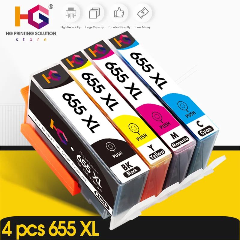 Картридж с черными чернилами совместимый HP 655xl для hp 655 xl чипом принтера Deskjet 6520 6525
