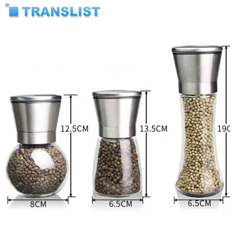 

Pepper Grinder 2 in 1 Stainless Steel Manual Salt and Pepper Mill Grinder Spice Shakers Kitchen Tools Accessories for Cooking
