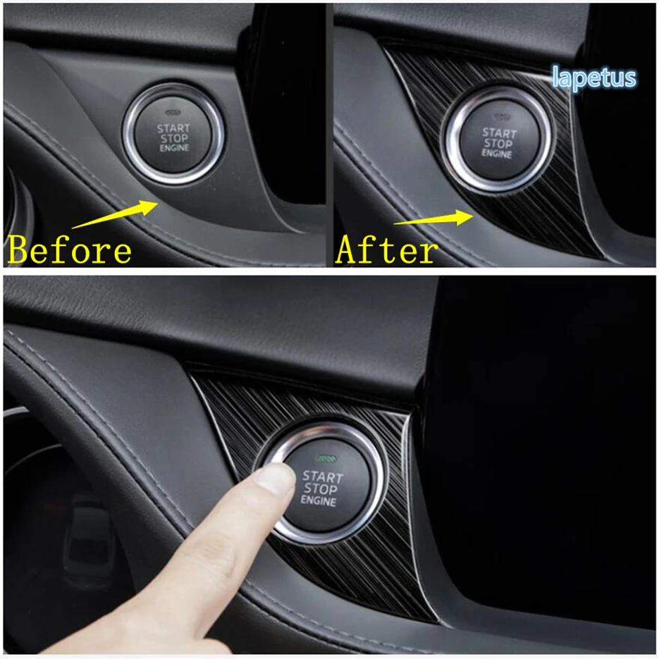 

Lapetus Engine Start Stop Push Button Key Hole Switch Decoration Frame Cover Trim 1 Pcs Fit For Mazda 6 2019 2020 Black Brushed
