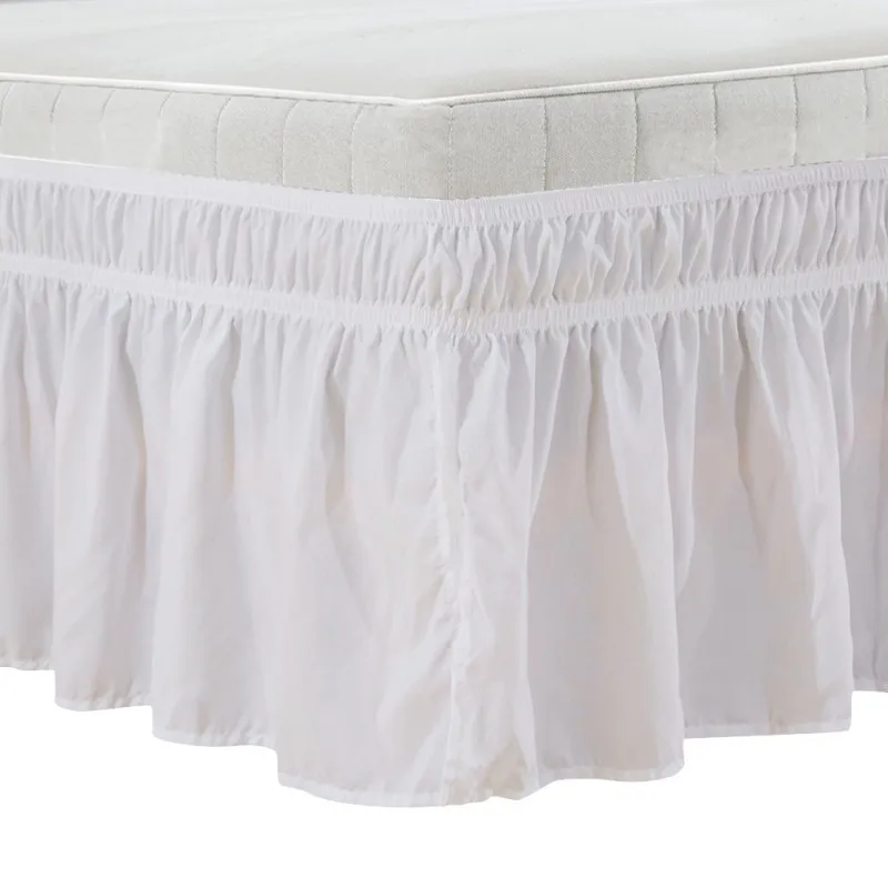

Home Hotel Bedroom Bed Skirt Wrap Around Elastic Band Bed Shirts Without Bed Surface /Queen/ King Size for Home Decor