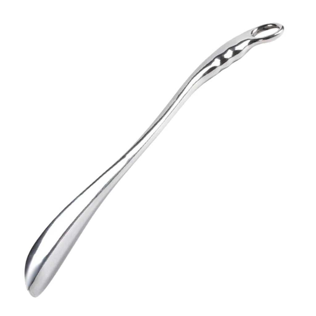 Long Metal Shoe Horn Alloy Solid For Shoes Boots All Size Feet With Loop Handle  52x4.5cm