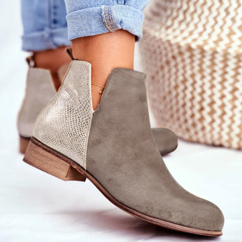 Women's Shoes Autumn Ankle Boots Fashion Flock Zipper Ladies Botas Leopard Print Female High Heels Woman Footwear 2020 New | Обувь
