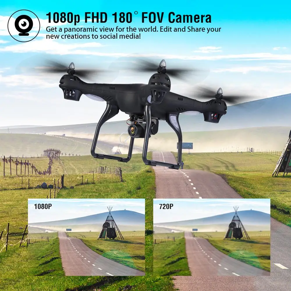 Дрон Acekid T20 с HD-камерой живым видео и GPS Радиоуправляемый квадрокоптер угольной