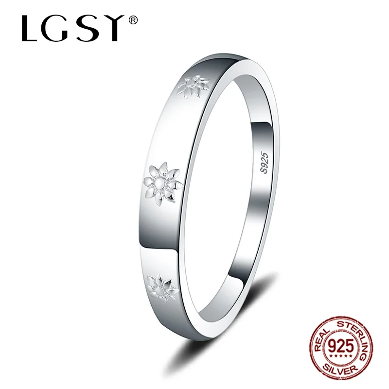 

LGSY 100% Genuine 925 Sterling Silver Fashion Rings Round Sterling Silver Fine Jewelry For Women Engagement Crystal Ring DR1105
