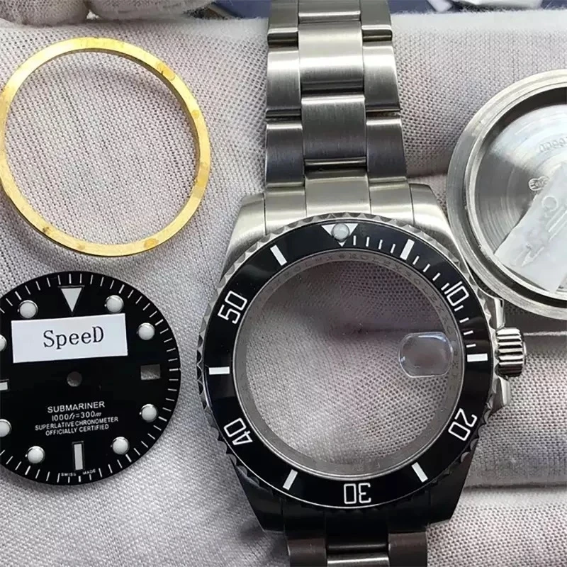 

Watch Replacement Case Dial + Band Strap + Steel Ring Set for Movement 8200 2836 2824 Spare Parts Kit Black/Green/Blue Optional