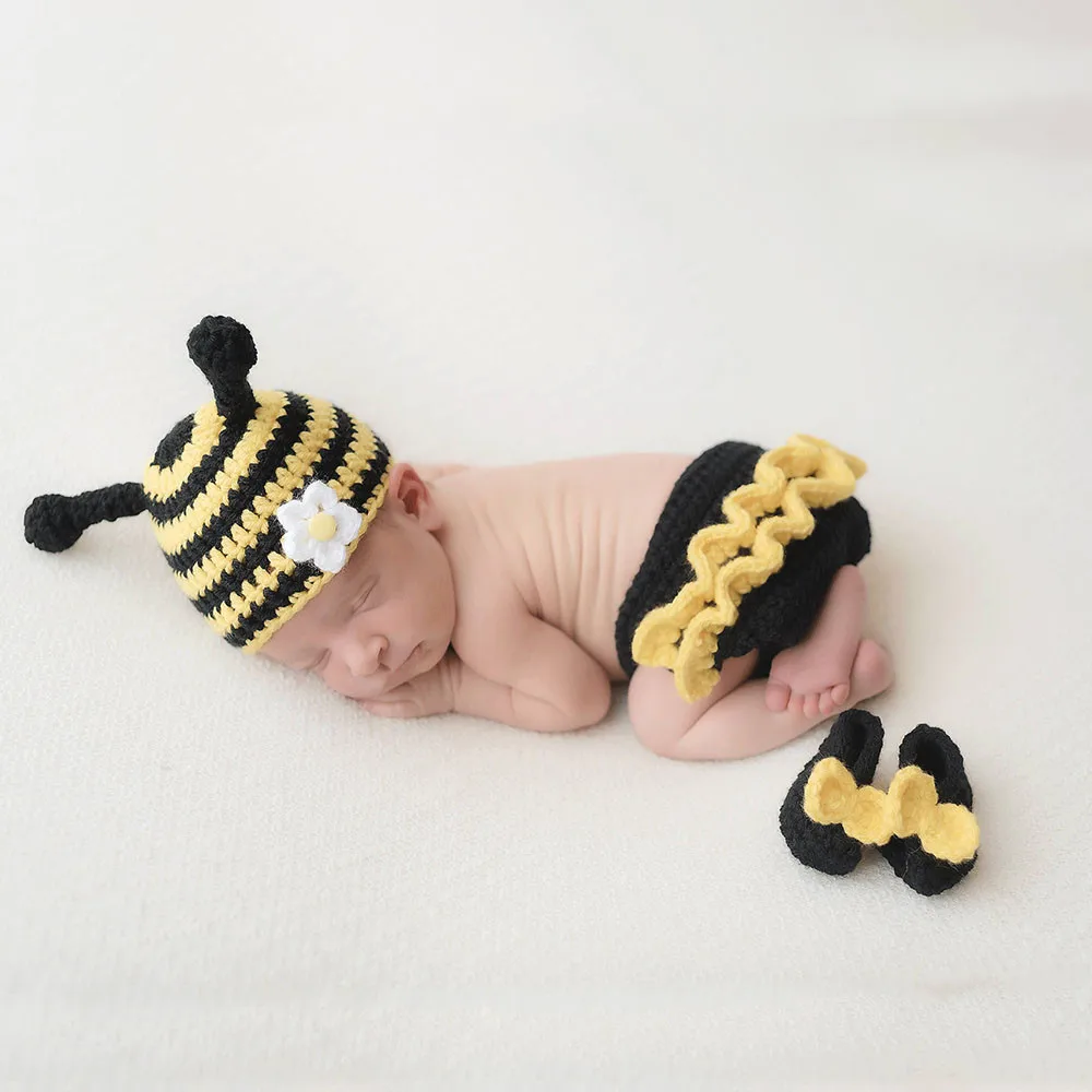 Bee Dvotinst новорожденных реквизит для фотосъемки для маленьких девочек и маленьких мальчиков Милая верхняя одежда с животными вязаная одежда Fotografia Studio Shoot реквизит для фотосессии - Цвет: Bee