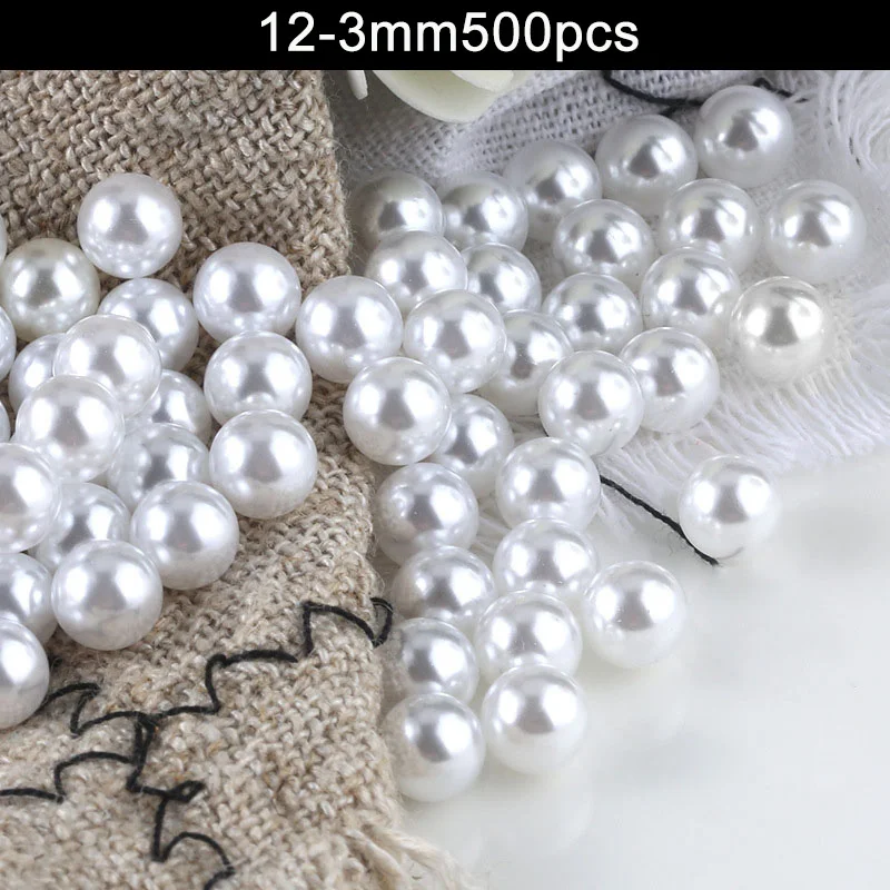 12-3mm 500pcs Смешанный Радужный цвет круглый искусственный жемчуг бусины без бусины с отверстиями Сделай Сам ремесла для женщин JS23 - Цвет: 12-3mm 500pcs