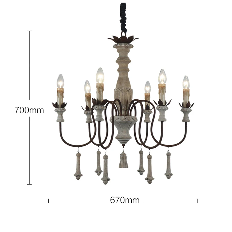 Американский деревенский сельский люстра из дерева и железа для гостиной