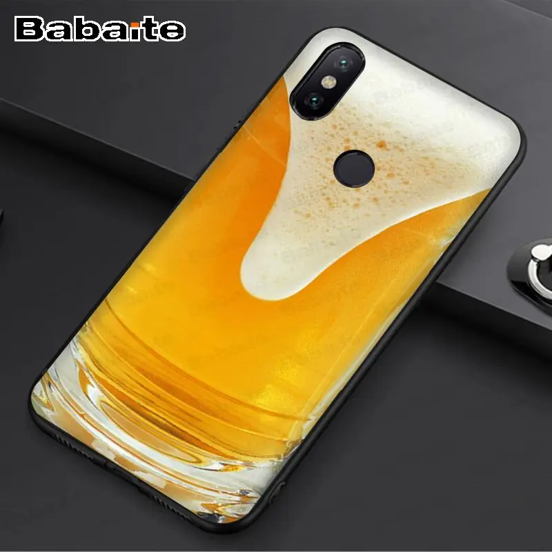 beer foam Black TPU Soft Phone Case Cover For redmi 7 5plus 5A 6pro 4X note5A note6pro note7 funda