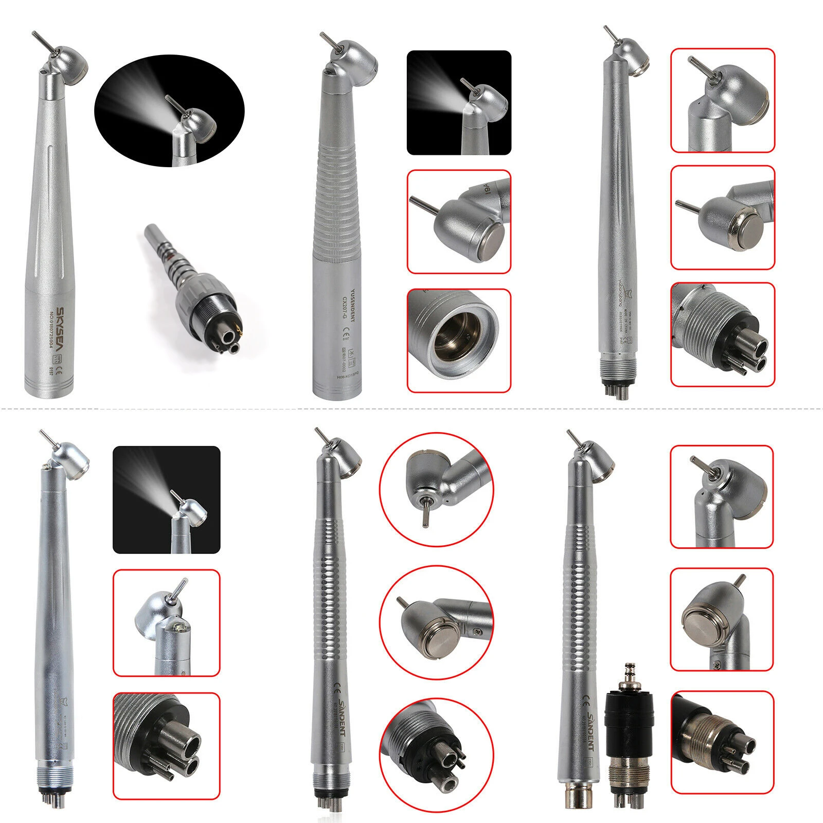 

Dental 45 degree Surgical high speed/LED Fiber Optic handpiece fit NSK 4/6 Hole BP