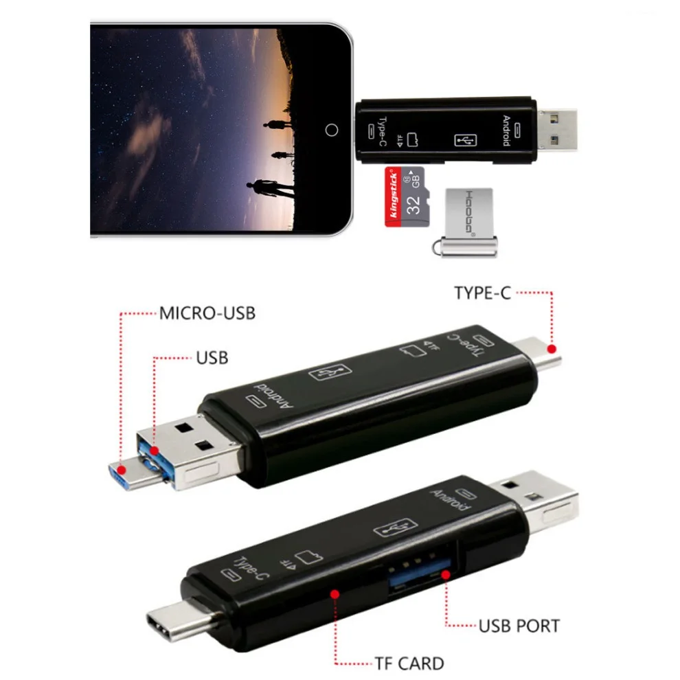 USB 2 0 кардридер OTG Micro SD для адаптер флэш-накопитель смарт-кардридер Type C |