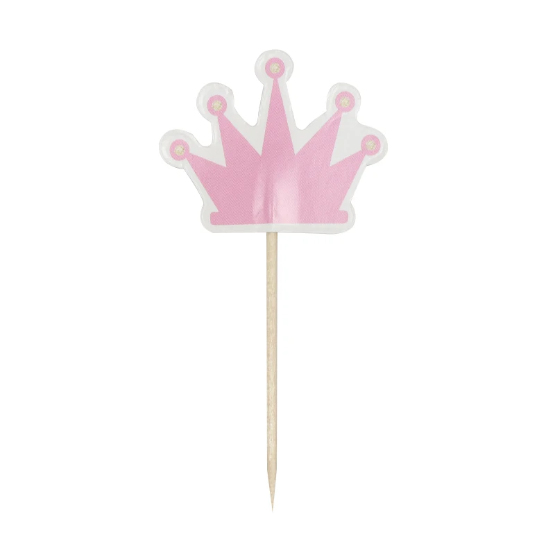 LINVIERLOVE 24pcs/pack Pink Unicorn Crown Cupcake Topper For Kids Birthday Party Cake Decortion Boys Girls Supplies | Дом и сад
