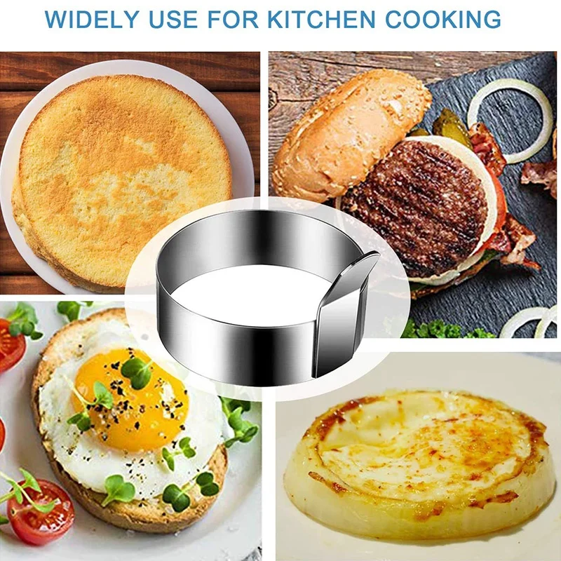 

4 Pcs Egg RingStainless Steel Omelet Mold Non Stick Pancake Ring Mold for Frying Egg Egg Circles