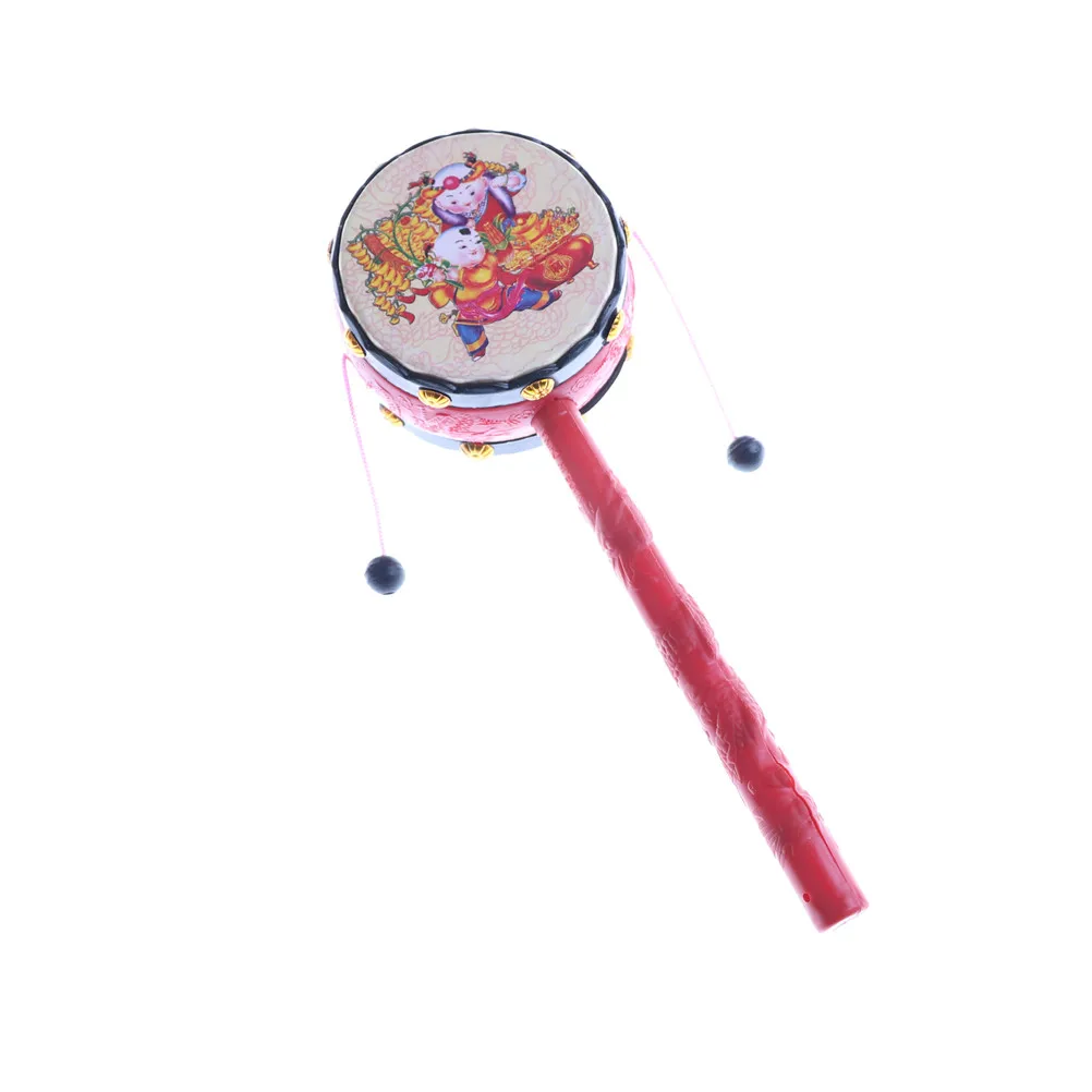 

1 Pc Chinese Style Plastic Rattle Pellet Drum Cartoon Musical Instrument Toy Gift for Child Kids High Quality