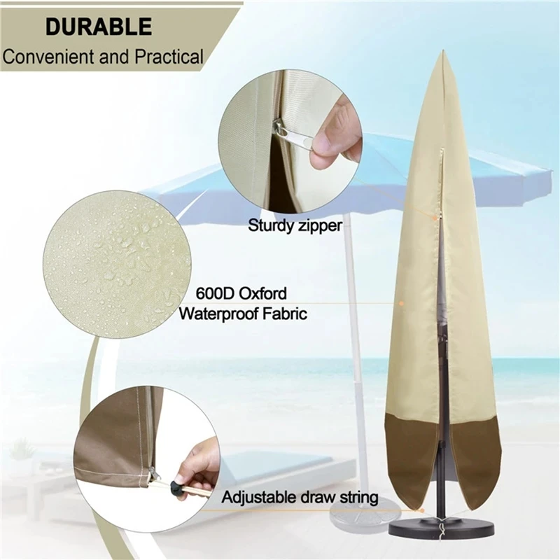 

Outdoor Garden Banana Umbrella Dust Cover Waterproof 600D Oxford Rainproof Patio Cantilever Parasol Shade Rain Cover Zipper