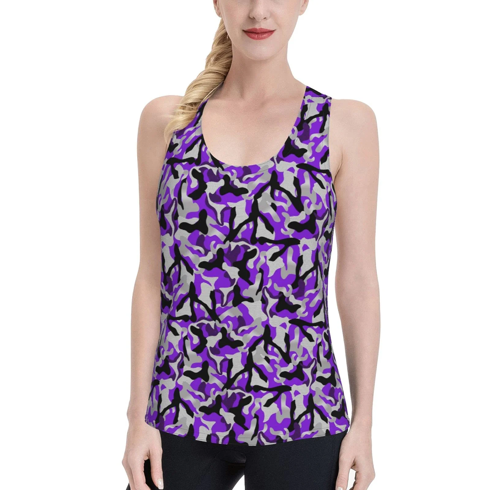 

Пурпурно-серый Камуфляжный женский топ для бега спортивный жилет бесплатно крутой дышащий Йога Топ для занятия танцами Пилатес