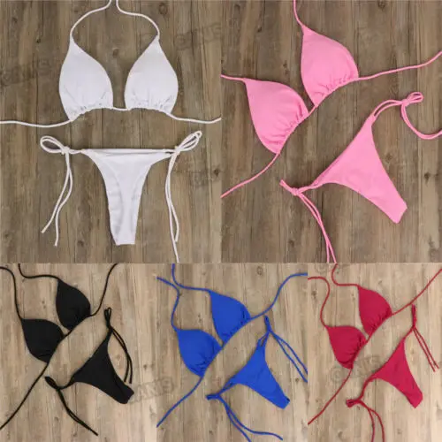 

2pcs Bikini Set Padded Bra Women Push-up e Solid Swimwear Bandage Bathing Suit Swimsuit Swimming Suit