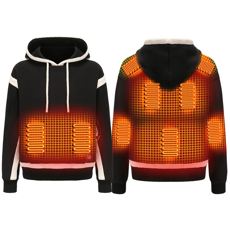

PARATAGO New Winter Electric USB Heating Sweaters Hoodies Men Women Clothing Thick Warm Heated Hooded Sets Heat Jacket P5109