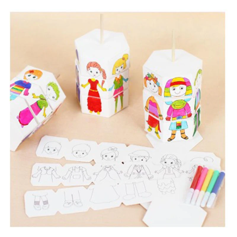 

Children Rotary DIY Paper Colour Matching Rotation Change Clothes Doll Creative Handcraft Puzzle Kindergarten Toys For Children