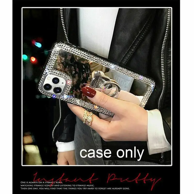 Гальваническое зеркало Стразы рамка для iPhone12pro с защитной крышкой чехол