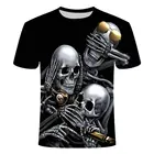 Черная футболка 3d череп King Лето футболка для любителей фильмов ужасов мужские летние футболки высокого качества с коротким рукавом в стиле хип-хоп футболки Homme одежда