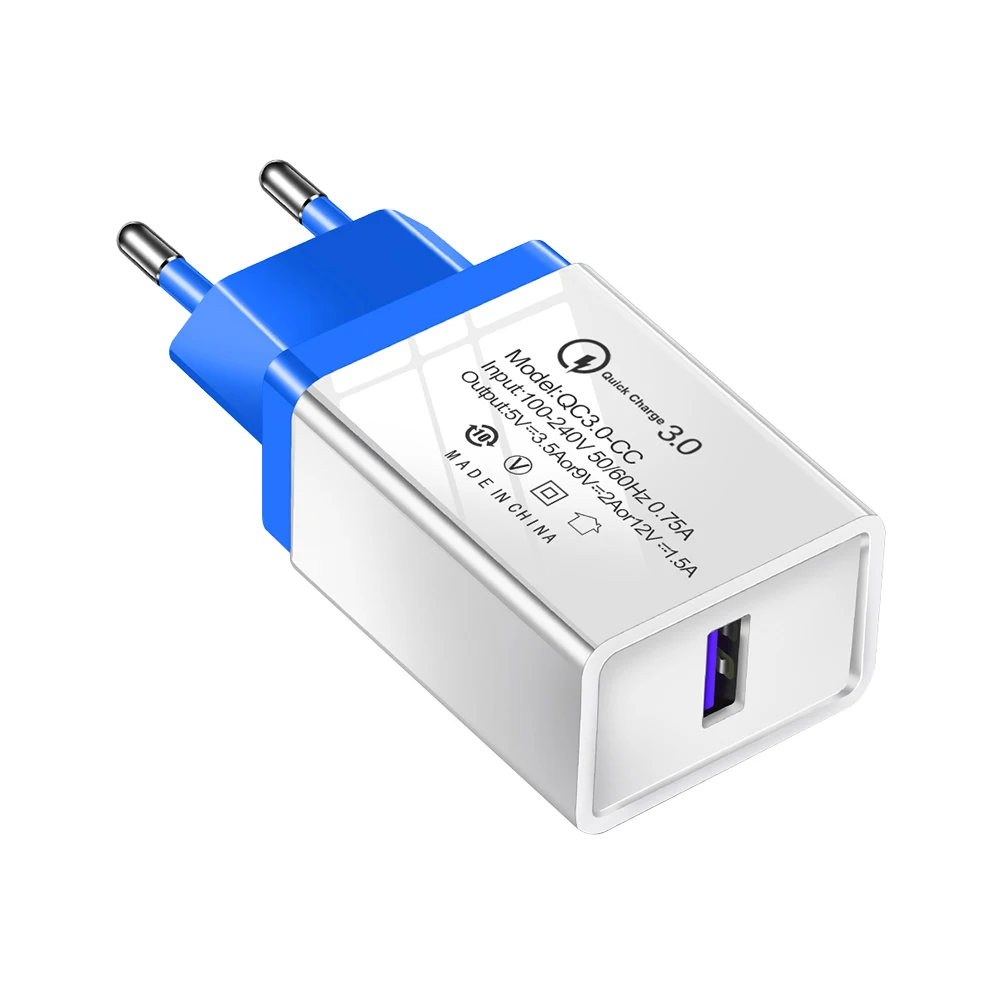 ЕС/США Быстрая зарядка 3,0 одно USB зарядное устройство Быстрая зарядка мобильного телефона зарядное устройство для xiaomi a3 mi 9 redmi note 7 samsung galaxy s9