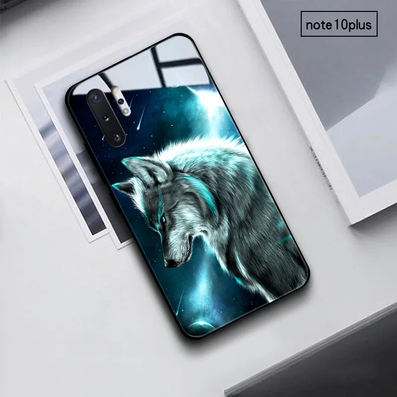 Wolf Чехол для телефона для samsung Galaxy A40 A50 A60 M40 A70 A6S A8S S7 S8 S9 S10 S6edge Plus Note 8 9 Tempered Стекло Мрамор туманность - Color: Wolf